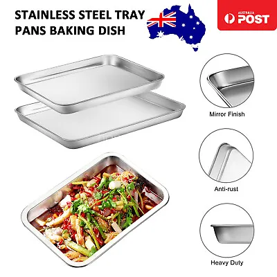 $18.61 • Buy Stainless Steel Baking Pan Toaster Oven Tray Pans Baking Dish BBQ Cookie Cake AU