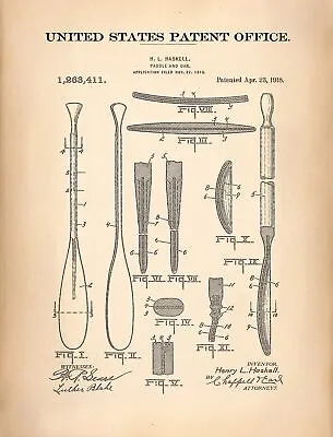 Decor POSTER Vintage Patent.Paddle Oars.Rowing.Kayak.Room Home Art Design.6835 • $60