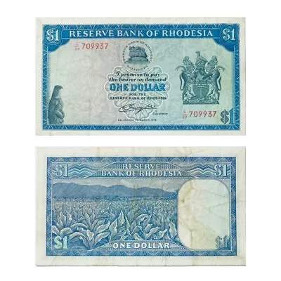 1976 Rhodesia (zimbabwe) Old 1 Rhodesian Dollar African Banknote South Africa • £8