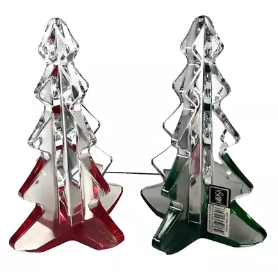 Mikasa  Christmas Spirit  Two  Green & Red Lead Crystal Trees Austria Vintage • $64.99