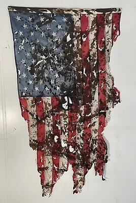 VTG Distressed Tattered Damaged￼ American Nylon Flag Art Wall Decor 3 Ft X 5 Ft • $26.95