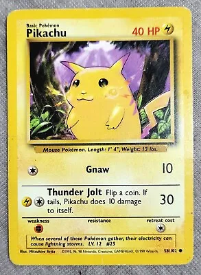 1995 Pikachu Gnaw Pokemon Card 58/102 40 HP Rare • $941.59