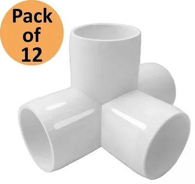 PVC FORTS 1/2 Inch 4 Way Tee PVC Fitting Elbow Connector White (Pack Of 12) • $19.99