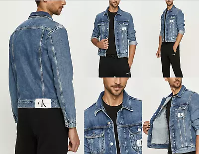 Calvin Klein 90S Denim Jacket Varsity College Uni Jeans Blouson Jacket Blue New • $97.27