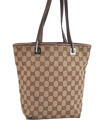 Authentic GUCCI Vintage Shoulder Tote Bag GG Canvas Leather 31244 Brown 1527J • $7.50