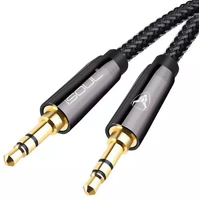 ISOUL 3.5mm Nylon Braided Aux Auxiliary Cable Car Headphone Smartphone Laptop • £3.95