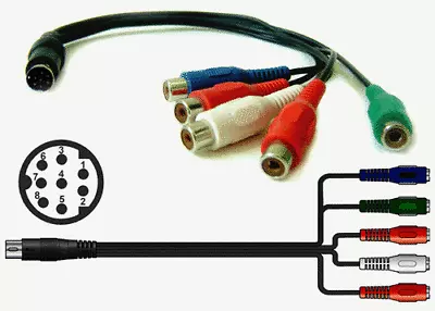 8-pin DIN Male Connector To Legacy RGB 5 RCA Breakout Cable • $8.85