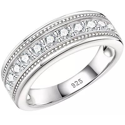 Sterling Silver Rings For Men Wedding Band Promise Ring Mens Pinky Ring 1 Carat • $34.99