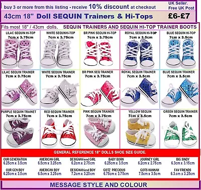 18  Doll Shoes SEQUIN Trainers Sneakers . 10 % Off. Our Generation Baby Born Boy • £6