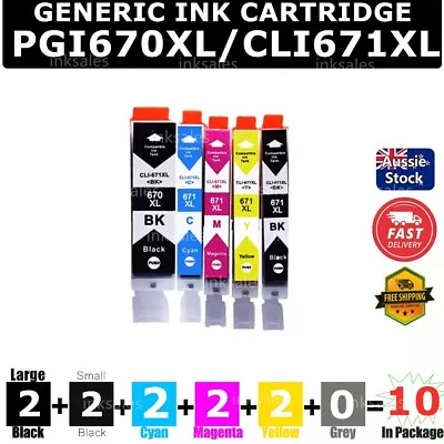 10x PGI670 CLI671 Generic Ink For Canon MG5760 MG5765 MG6860 MG6865 TS5060 6060 • $13.20