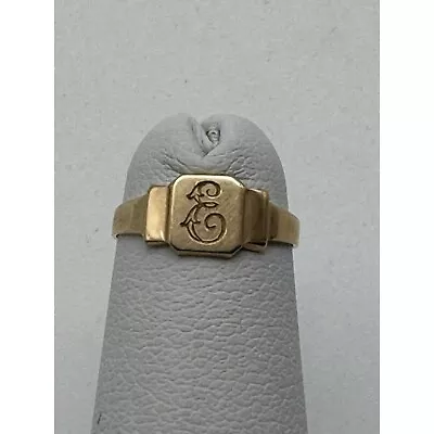Antique 10k Yellow Gold Baby Signet Ring Letter E • $99