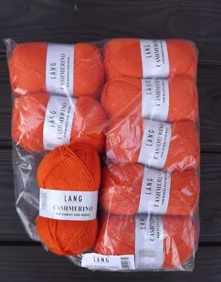$25 • Buy Lang Yarn, Baby Cashmerino Col. 0059, Bright Orange, New, 6 Skeins