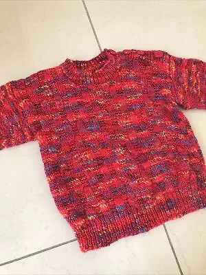 Hand Knitted Red Jumper Age 1-2 • £5