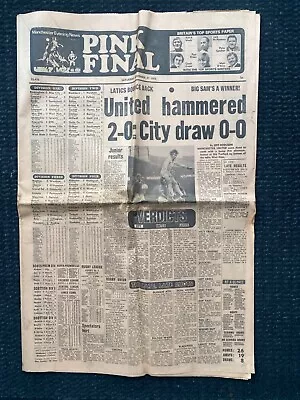 1976/77 Football Pink Newspaper;  Manchester United / City V West Ham/Birmingham • £4.35