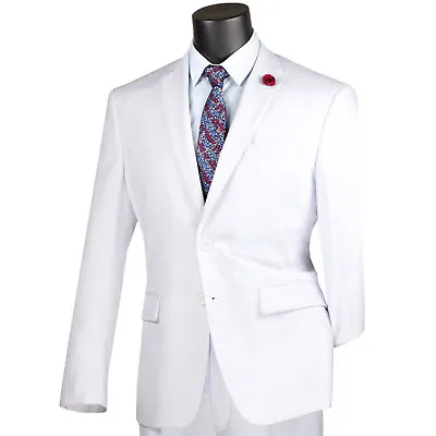 BIG & TALL Men's White Classic Fit Suit W/ Adjustable Waistband NWT • $135