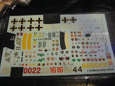 Decal Sheet From A Messerschmitt Me 109 In 1/48 Scale - Partial • $9.99