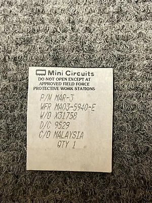 $4.95 • Buy Mini-Circuits MAR-3 RF Amplifier Mini Circuits Component