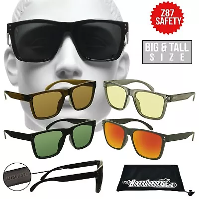 Motorcycle Big Tall Men Z87 Safety Sunglass XL Wide Large Frame Protective Work • $21.99