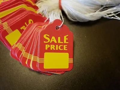 100 Sale Price Red Yellow Tags With String Merchandise Garment Hang Coupon  • $7.79
