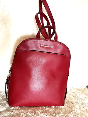 Michael Kors Emmy Backpack SCARLET   Saffiano Leather Large Dome  Handbag • $99