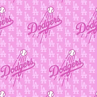 MLB Los Angeles Dodgers Breast Cancer Pink 60398-B Cotton Fabric By The Yard • $19.95