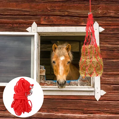 Red Bag Horse Nylon Rope Net Feeder Animal Cage Supplies Hay • £16.28
