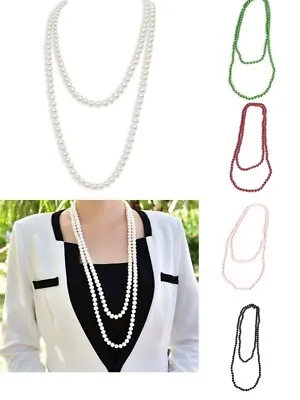 150cm Long Multi Layer Gatsby PEARL NECKLACE Beaded Chain Wedding Bridal Gift UK • £3.95