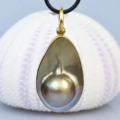 Mabe Blister Pearl Pendant With 18K Gold Vermeil Over Sterling Silver 8.03 G • $72