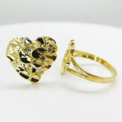 $134 • Buy 10k Solid Gold Nugget Heart Love Ring For Women Girl