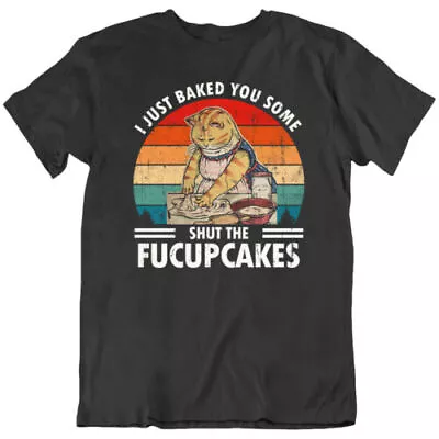 CAT The Fucupcakes Meow Chef Funny Knife Shut Vintage Gift T Shirt New • $16.95