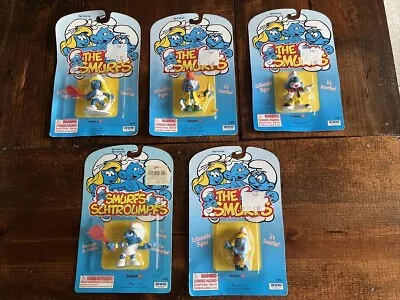 The Smurfs Schleich Peyo Vintage Action Figure 1995 Lot Of 5 New In Card • $39.99