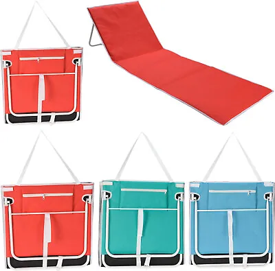 £15.95 • Buy Folding Sun Lounger Beach Mat With Back Rest Festival Portable Garden Recliner