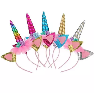 Girl Unicorn Headband Cat Ear Band Sequins Horn Xmas Party Gifts Christmas 2024 • $15.05