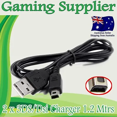 2 X Nintendo 3DS / Dsi / DSi XL / 3DS XL / 2DS USB Charger 1.2 Mtr Cable • $7.94