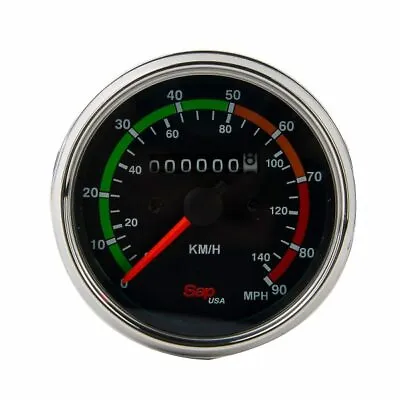 Mechanical Speedometer Black Dial Diam. 85mm - Range 0-90 MPH SAPM6921 NEW  • $45.99