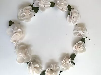 Lovely Lot /11 Pretty Vintage Millinery White Chiffon Roses! Very Nice Condition • $18