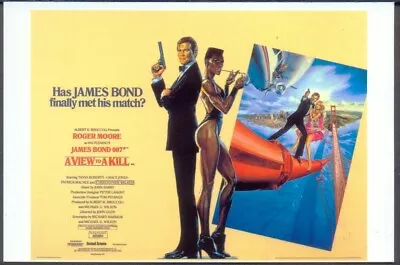 Modern FILM POSTER Postcard: A VIEW TO A KILL - Roger Moore As James Bond • £3.25