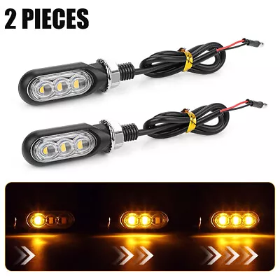 2x LED Motorcycle Turn Signal Flowing Amber Light Blinker Indicator Mini Lamp • $9.98