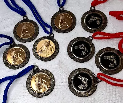 Lot Of 9 Vintage EQUESTRIAN Horse Medals CL MED Awards Trophy BRONZE Medallions • $45