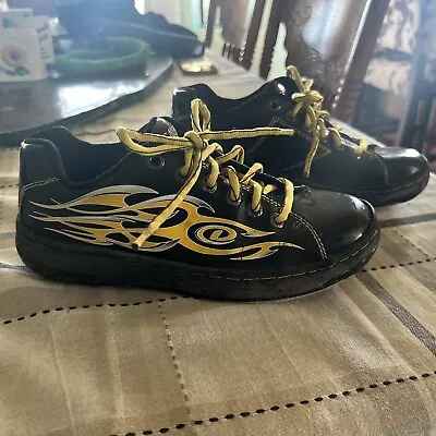 Mens Dexter TRIBE II JR Black/Yellow Flames Bowling Shoes Size 6 • $29.74