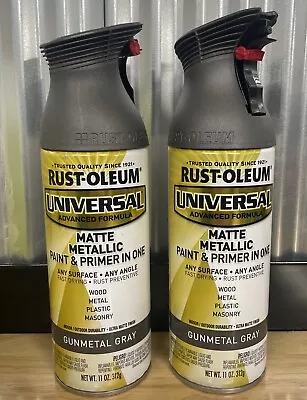 (2) Rust-Oleum Universal Metallic Spray Paint Matte Gunmetal Gray 353091 11oz • $21.99
