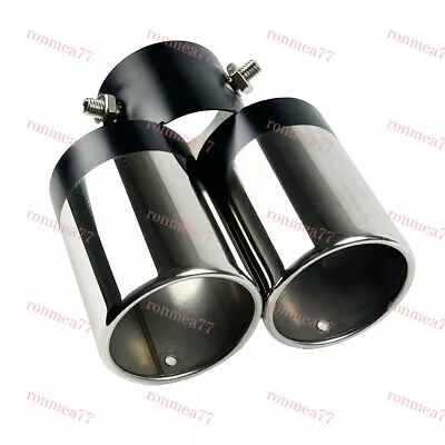 Silver Black Dual Exhaust Pipe Tailpipe Stainless Steel Tail Muffler Tip Throat • $18.10