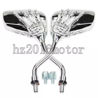 Chrome Skull Rearview Mirrors For Kawasaki Vulcan Classic Custom 2000 800 900 US • $32.98