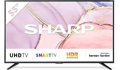 Sharp 55  Smart TV 4K Ultra HD Android Frameless Netflix Freeview Play • £349.99