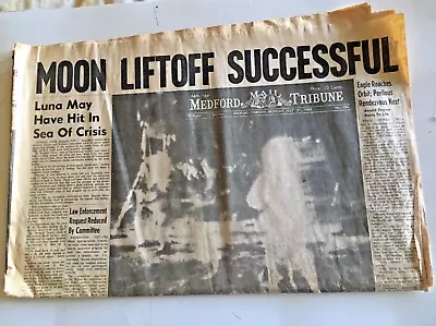 Original July 21 1969 “MOON LIFTOFF SUCCESSFUL” Historic Newspaper 7/21/1969 • $29.99