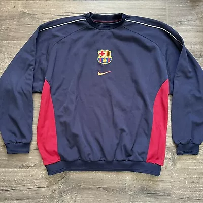FC BARCELONA 98/99 SWEATSHIRT NIKE Center SWOOSH RARE FCB XL Men Vintage • $300