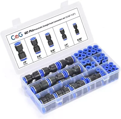 CGELE 60 Pcs Quick Connect Air Hose Fittings 5/32 1/4 5/16 3/8 1/2 Inch Quick • $22.63