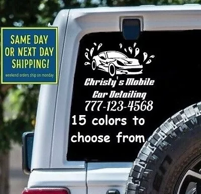 5 Sizes CUSTOM MOBILE DETAILING Service STICKER DECAL Car Window Personalized • $5.60