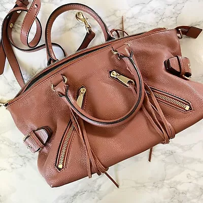 Rebecca Minkoff Moto Zipper Satchel Bag Crossbody Purse Brown • $69