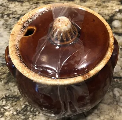 Vintage McCoy Hull Pottery Brown Drip Glaze Sugar Bowl USA Oven Proof • $14.99